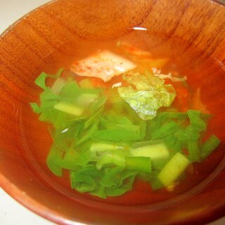 小葱とキムチとニラのスープ